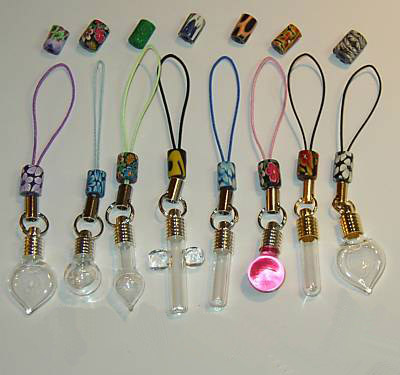 Premade FIMO Cellphone Straps(6MM Caps,Without Vials,Assorted FIMO Designs)