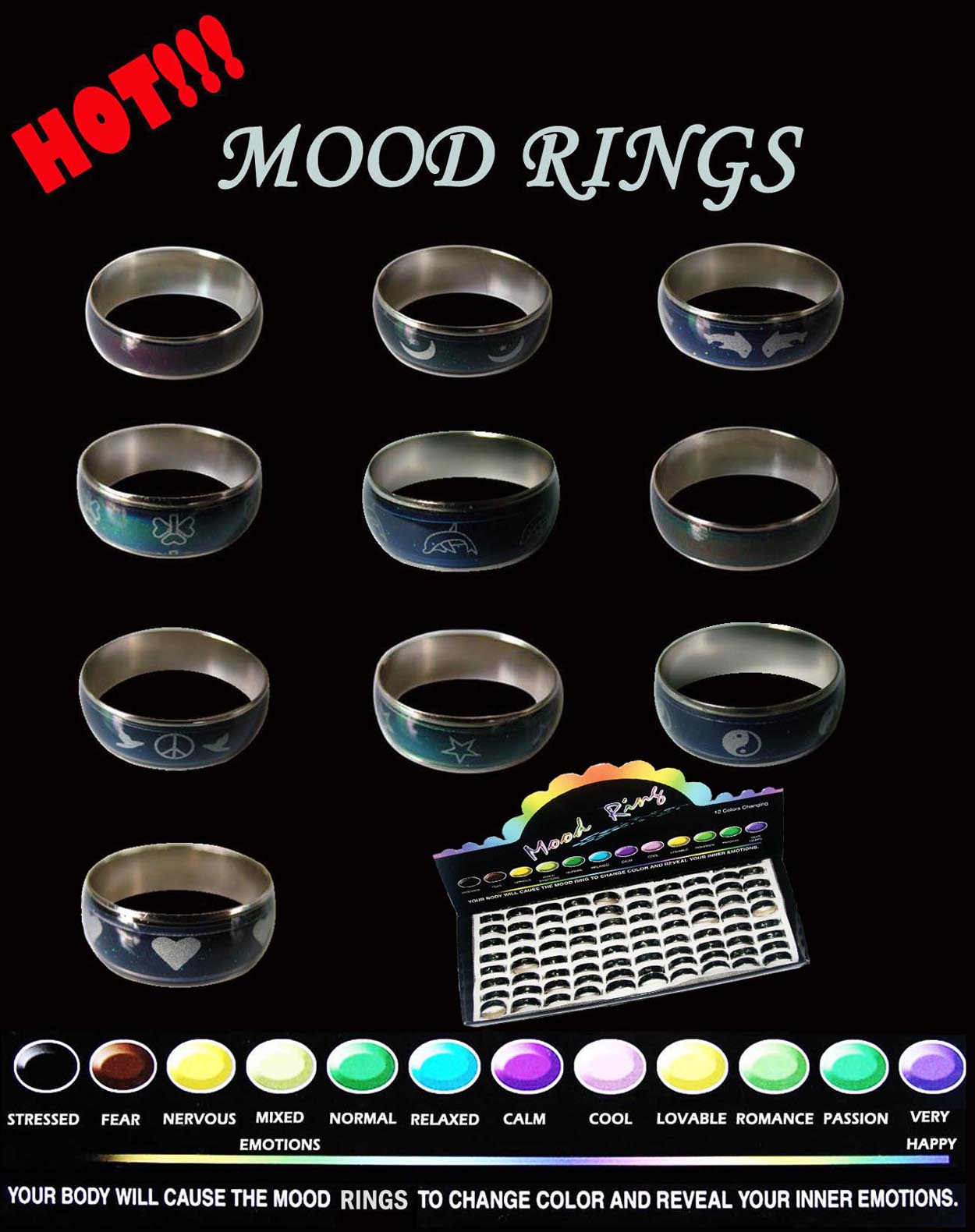 Mood Rings (Sold in per package of 100 pcs,assorted designs & sizes)