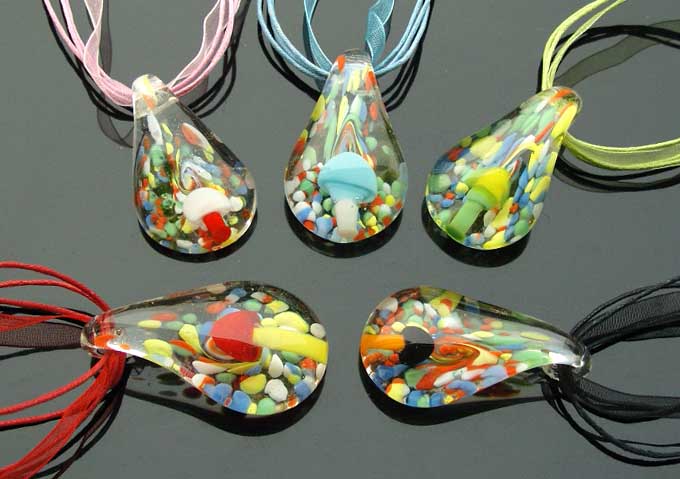 Murano Glass Pendants(Sold in 12 pcs per tray assorted colors)