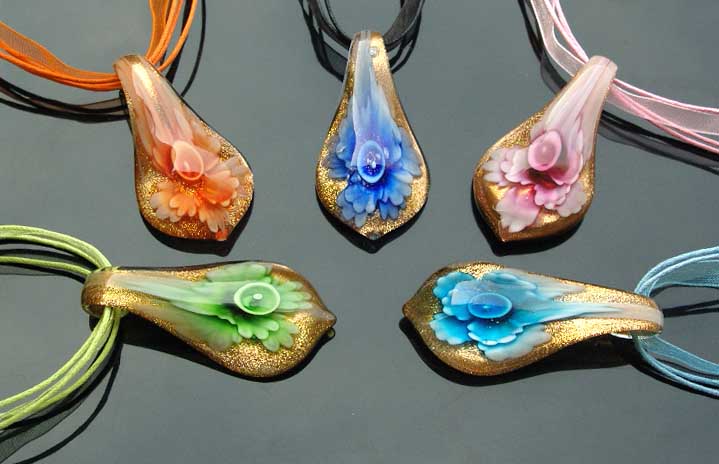 Murano Glass Pendants(Sold in 12 pcs per tray assorted colors)