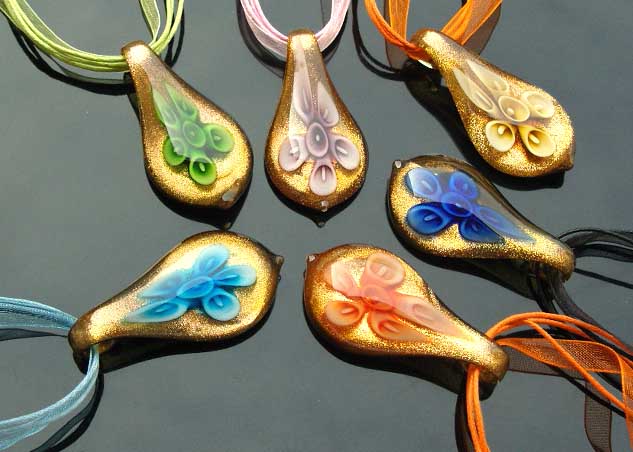 Murano Glass Pendants(Sold in 12 pcs per tray assorted colors)