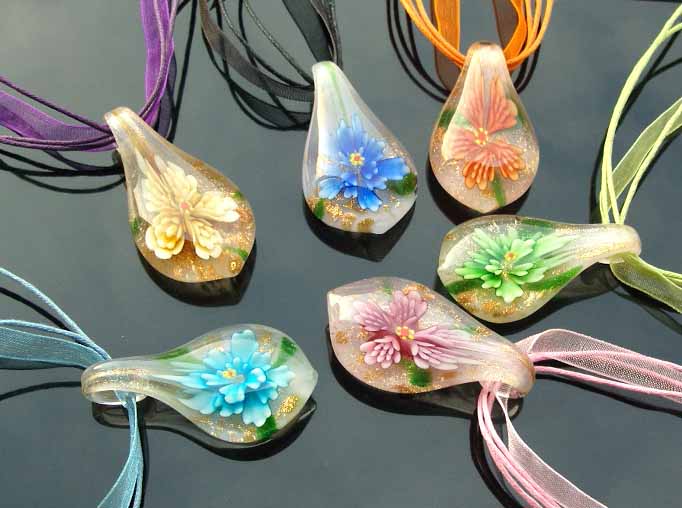 Murano Glass Pendants(Sold in 12 pcs per tray assorted colors)