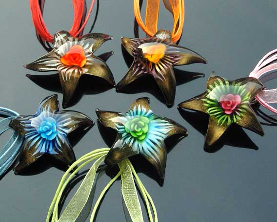 Murano Glass Pendants(Sold in 12 pcs per tray assorted colors)