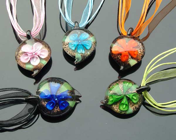 Murano Glass Pendants(Sold in 12 pcs per tray assorted colors)