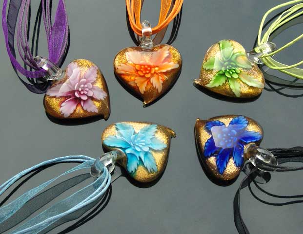 Murano Glass Pendants(Sold in 12 pcs per tray assorted colors)