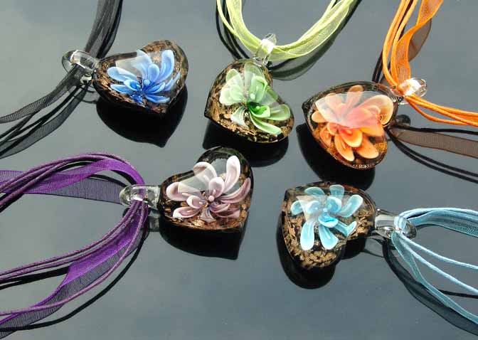 Murano Glass Pendants(Sold in 12 pcs per tray assorted colors)