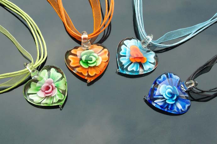 Murano Glass Pendants(Sold in 12 pcs per tray assorted colors)