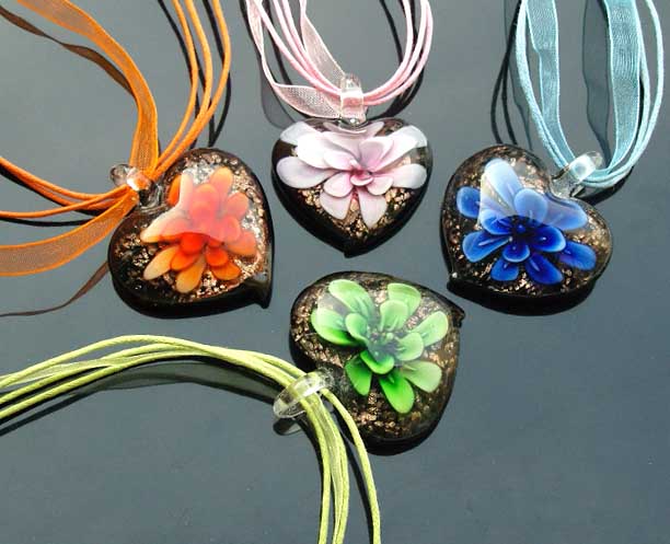 Murano Glass Pendants(Sold in 12 pcs per tray assorted colors)