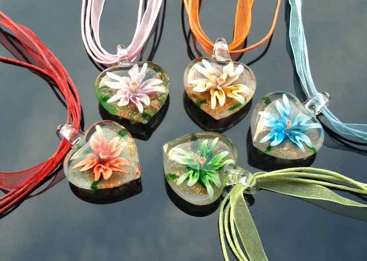 Murano Glass Pendants(Sold in 12 pcs per tray assorted colors)