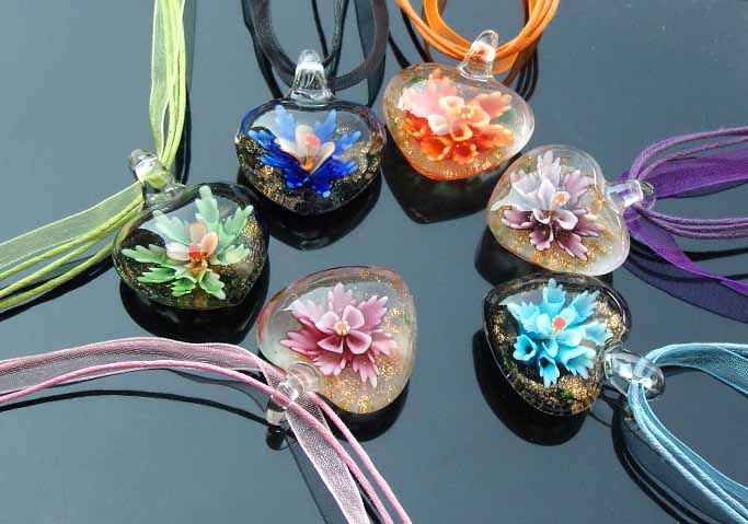 Murano Glass Pendants(Sold in 12 pcs per tray assorted colors)