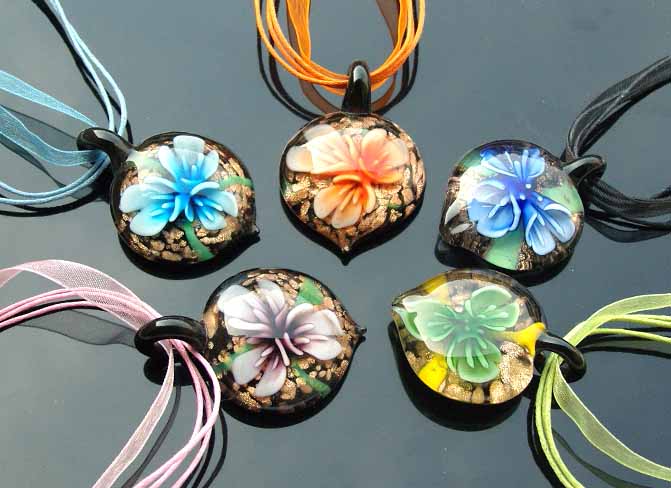 Murano Glass Pendants(Sold in 12 pcs per tray assorted colors)