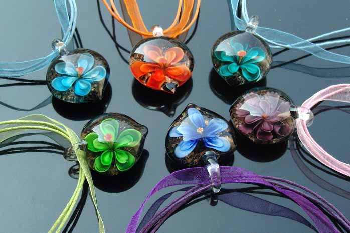 Murano Glass Pendants(Sold in 12 pcs per tray assorted colors)