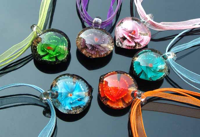 Murano Glass Pendants(Sold in 12 pcs per tray assorted colors)