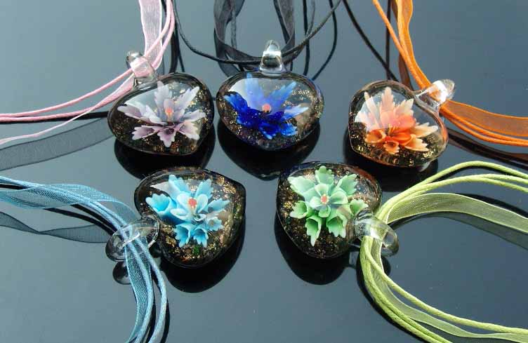 Murano Glass Pendants(Sold in 12 pcs per tray assorted colors)