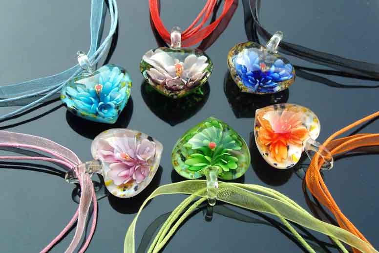 Murano Glass Pendants(Sold in 12 pcs per tray assorted colors)