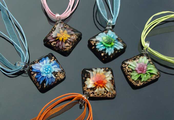 Murano Glass Pendants(Sold in 12 pcs per tray assorted colors)