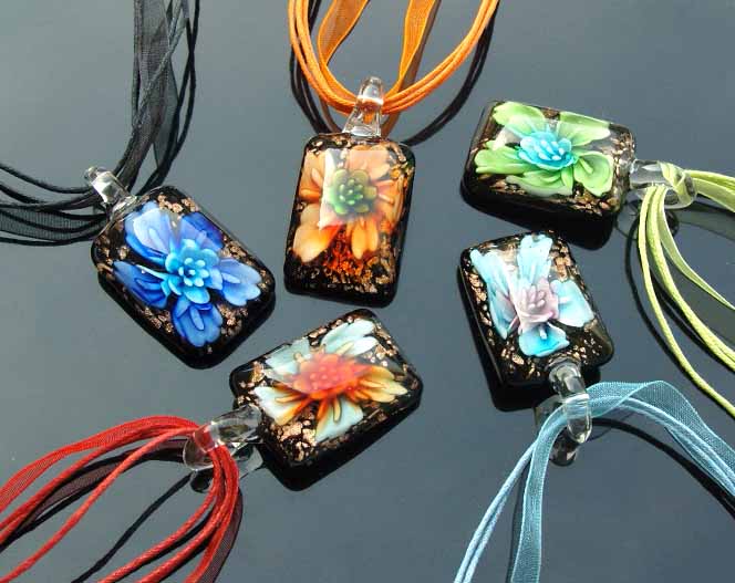 Murano Glass Pendants(Sold in 12 pcs per tray assorted colors)