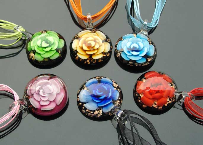 Murano Glass Pendants(Sold in 12 pcs per tray assorted colors)