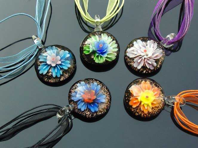 Murano Glass Pendants(Sold in 12 pcs per tray assorted colors)