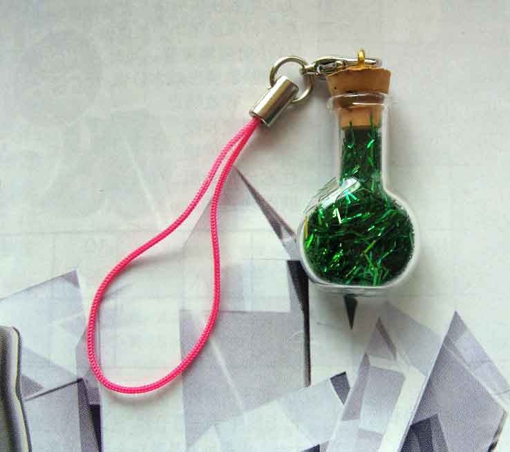 8MM Cognac Bottle With Green Shining Thread