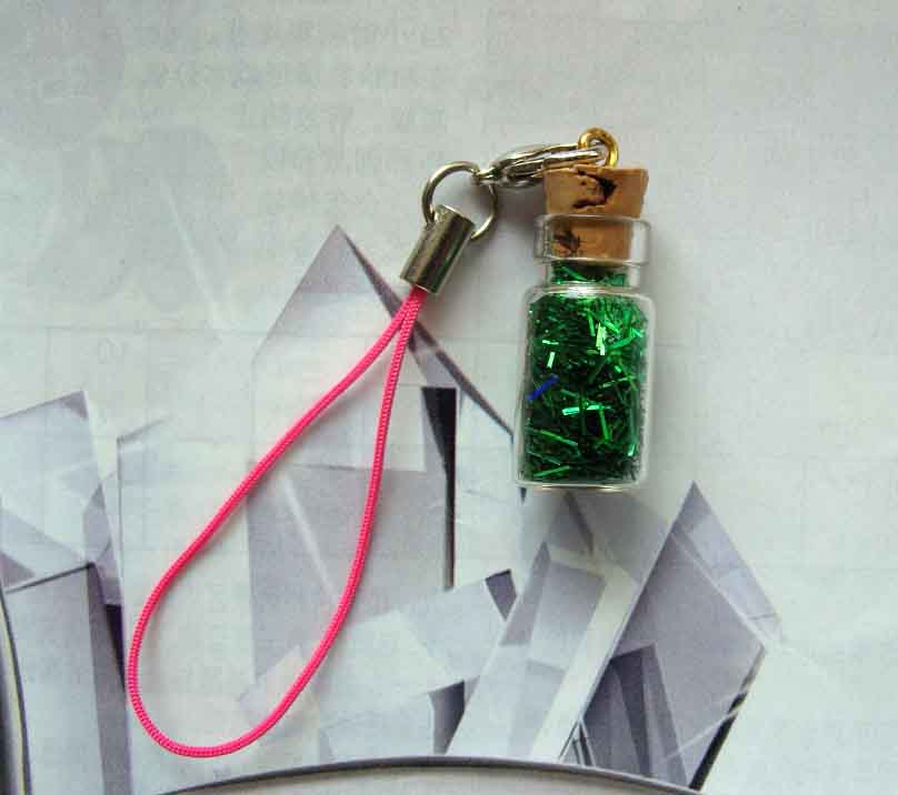 Mini Bottle With Green Shining Thread