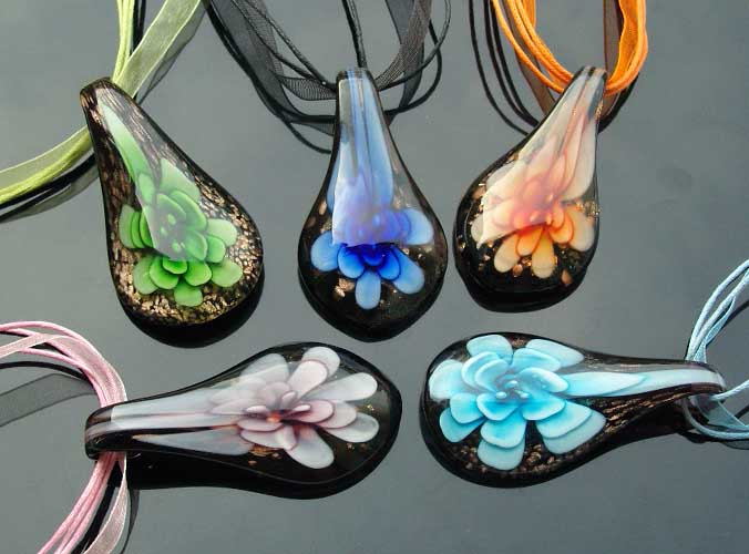 Murano Glass Pendants(Sold in 12 pcs per tray assorted colors)