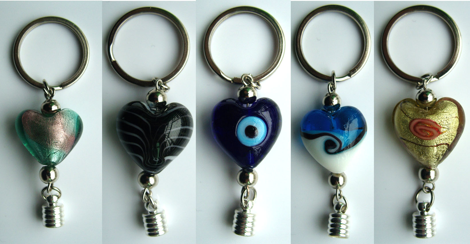 Premade Keychains(6MM Caps,Assorted Murano Glass Beads)