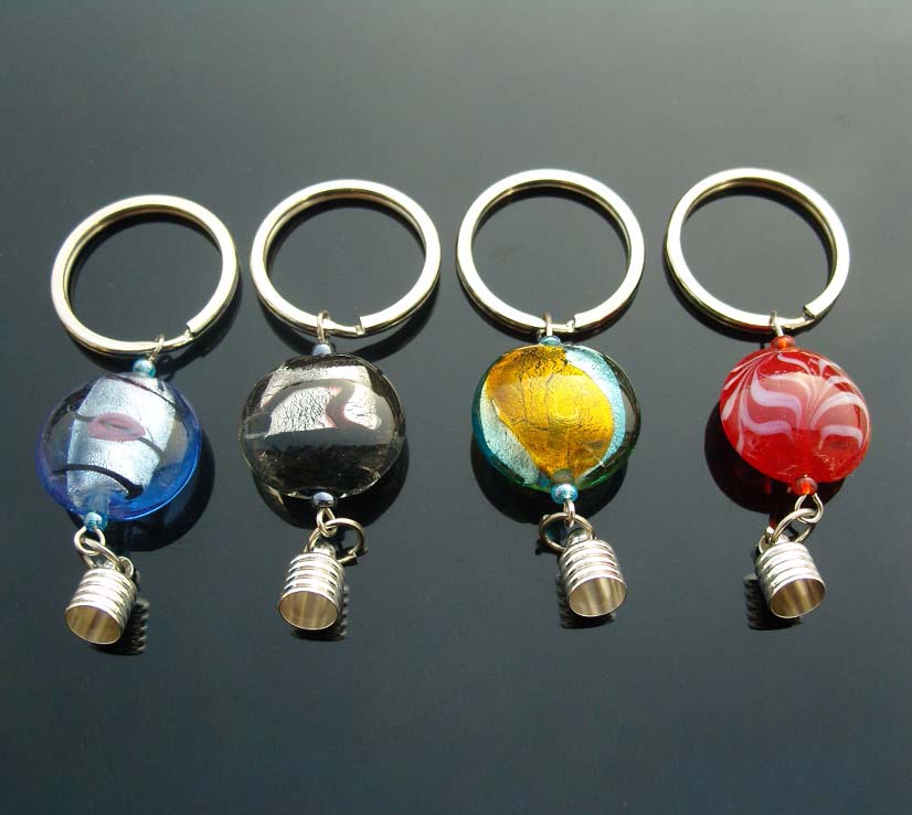 Premade Keychains(6MM Caps,Assorted Murano Glass Beads)