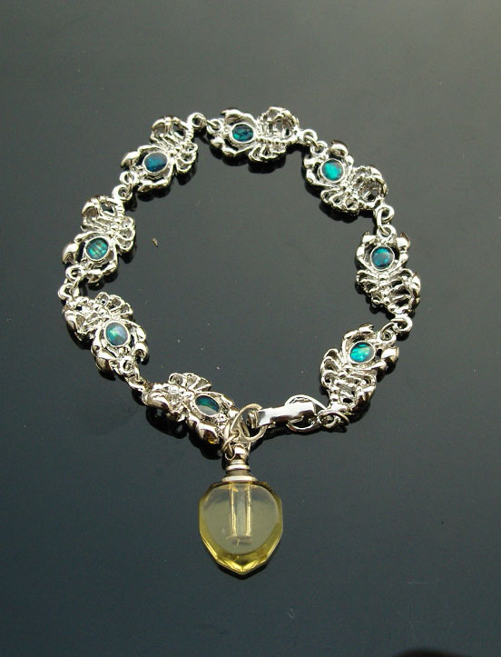 Paua Shell Bracelet With Crystal Vials 