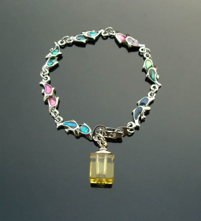 Paua Shell Bracelet With Crystal Vials 