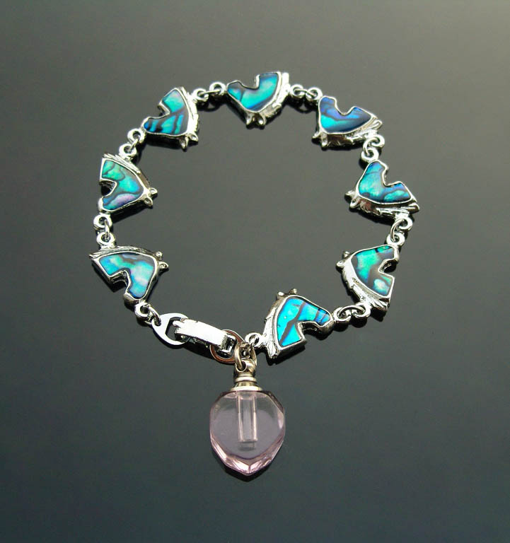 Paua Shell Bracelet With Crystal Vials