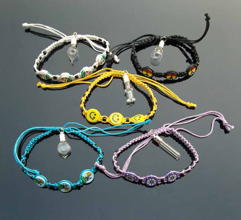 FIMO Woven Cotton Bracelets With 5MM Glass Vials(Assorted Designs)