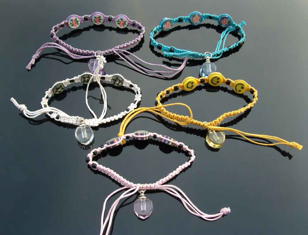 FIMO Woven Cotton Bracelets With crystal Vials(Assorted Designs)