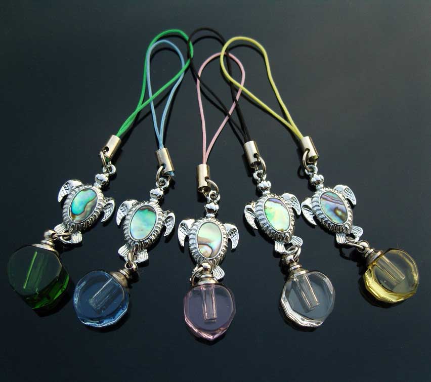 Paua Shell Cellphone Straps with crystal vials(Assorted Colors)