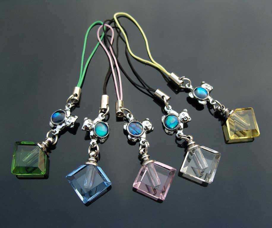 Paua Shell Cellphone Straps with crystal vials(Assorted Colors)