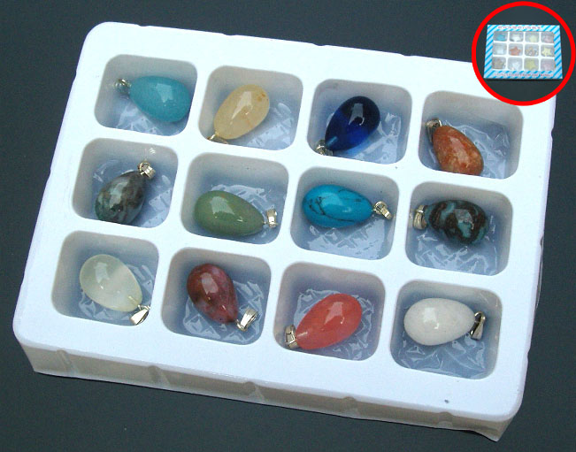 Natural Stone Pendants(sold in per package of 12 pcs,assorted colors)