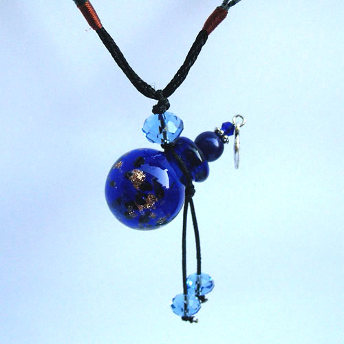 Murano Glass Perfume Necklace Dark Blue(with cord)