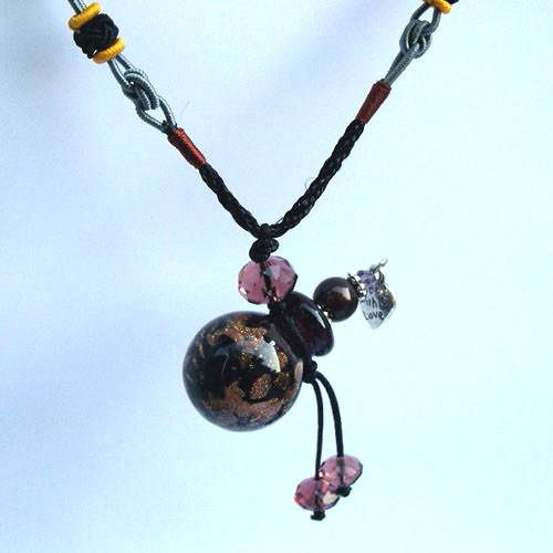Murano Glass Perfume Necklace Purple(with cord)