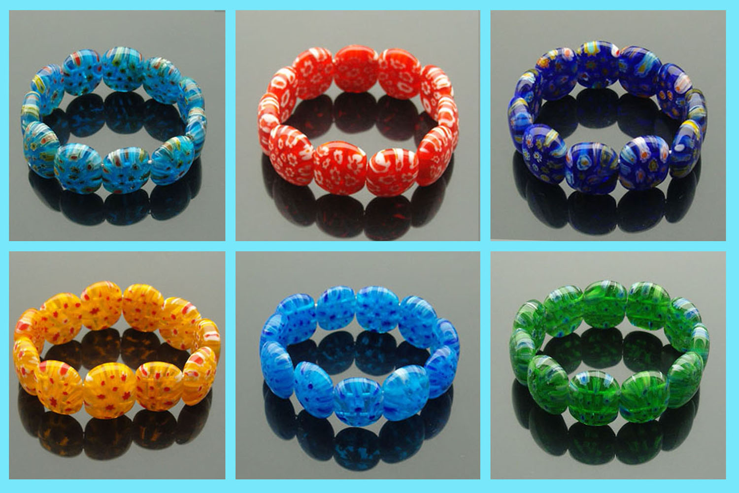 Murano Glass Bracelets(Sold in per package of 6 pcs, assorted colors)