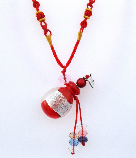 Murano Glass Perfume Necklace Red(with cord)