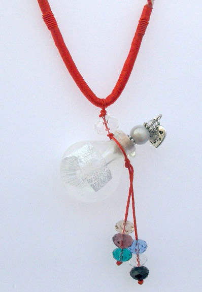 Murano Glass Perfume Necklace Clear(with cord)