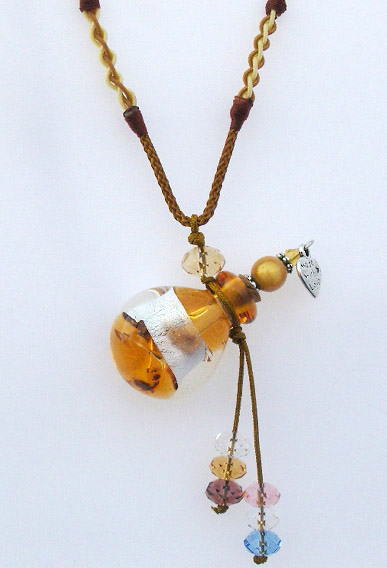 Murano Glass Perfume Necklace champagne(with cord)