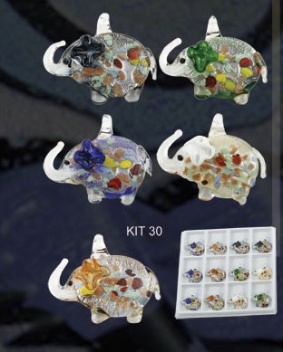 Murano Elephant (Sold in 12 pcs per package, assorted colors)