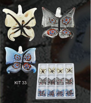 Murano Butterfly (Sold in 12 pcs per package, assorted colors)