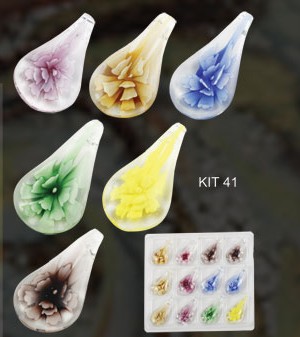 Murano Drop With Flower (Sold in 12 pcs per package, assorted colors)