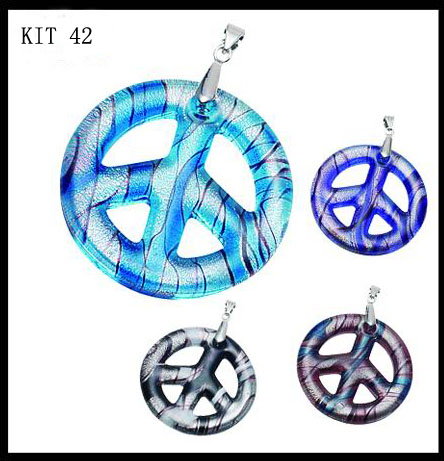 Murano Peace Pendant (Sold in 12 pcs per package, assorted colors)