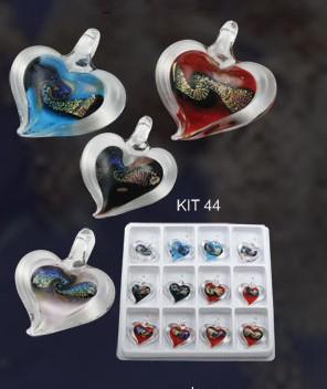 Murano Heart Pendant (Sold in 12 pcs per package, assorted colors)