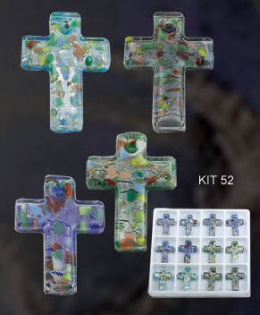 Murano Pendant Cross (Sold in 12 pcs per package, assorted colors)