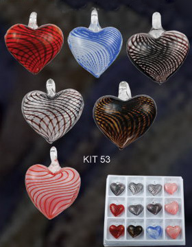 Murano Colorful Hearts (Sold in 12 pcs per package, assorted colors)