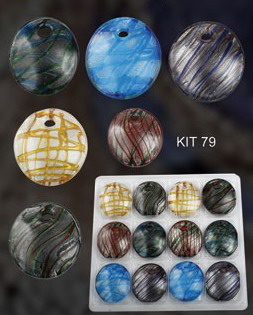 Murano Circle With Stripes (Sold in 12 pcs per package, assorted colors)